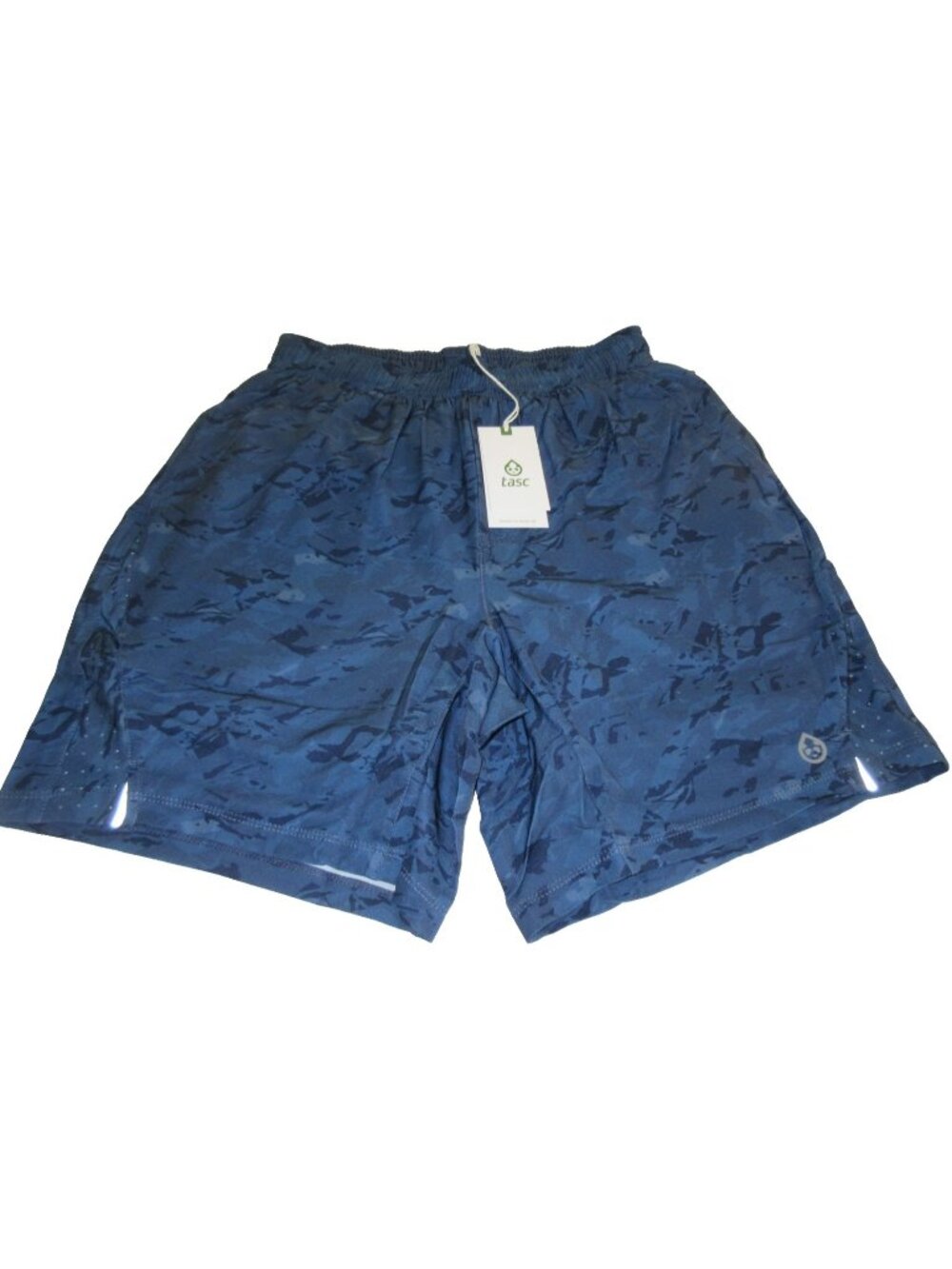 Tasc Performance Men's 7 inch 2 in 1 shorts Navy Surface Blue Camo Size Small
